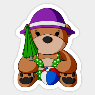 Beachy Teddy Bear Sticker